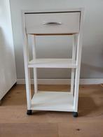Wit houten keukentrolley, Huis en Inrichting, Keuken | Keukenelementen, Ophalen, Gebruikt, Wit, Minder dan 100 cm