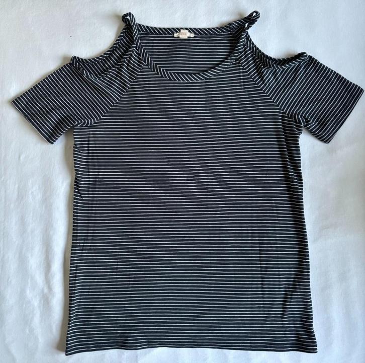 Esprit shirtje - maat: L Donkerblauw/wit gestreept ZGAN, Kleding | Dames, T-shirts, Zo goed als nieuw, Maat 38/40 (M), Blauw, Korte mouw