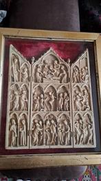RELIGIEUS DECORATIEF DRIELUIK ANTIEK 19e eeuw  34X30 CM, Verzenden