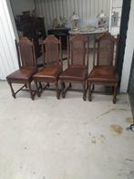 4 stoelen met leer zeer mooi, Huis en Inrichting, Stoelen, Ophalen, Leer