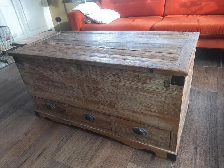 Dekenkist salontafel opbergkist doorleefd hout, Huis en Inrichting, Woonaccessoires | Kisten, Gebruikt, 50 tot 75 cm, Minder dan 50 cm