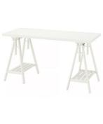 Mittback ikea schragen wit en wit blad, Huis en Inrichting, Bureaus, Ophalen, In hoogte verstelbaar, Zo goed als nieuw, Bureau