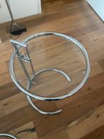 Vintage glazen bijzettafel Eileen Gray replica, Huis en Inrichting, Ophalen, 50 tot 100 cm, Rond, 50 tot 100 cm