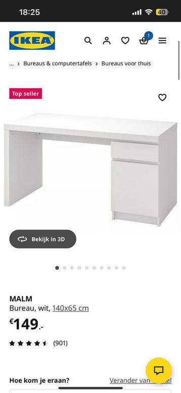 Wit Bureau (Ikea Malm) - afbeelding 5