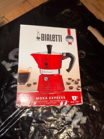 Nieuw "Moka Express" voor 1 kopje in aluminium, rood, beschikbaar voor biedingen
