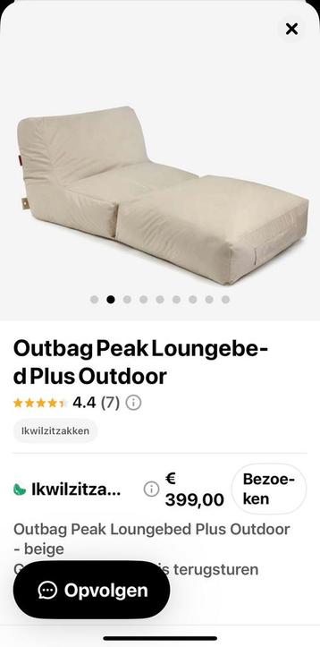 Prachtige Outbag loungeset.4 fauteuils,1 bed.Zitzakken beschikbaar voor biedingen