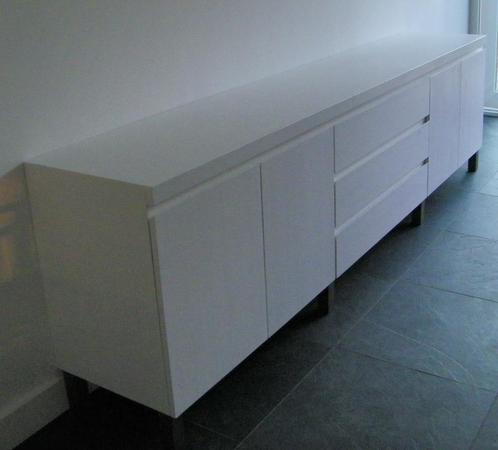 Dressoir wit massief eiken hout modern design op maat., Huis en Inrichting, Kasten | Dressoirs, Nieuw, Met lade(s), Met deur(en)