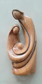 Houten Jozef en Maria met kindeke Jezus van olijfbomenhout, Antiek en Kunst, Ophalen of Verzenden