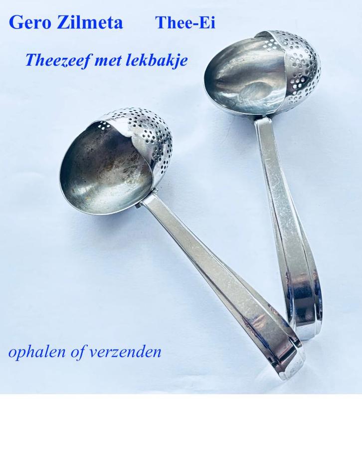 2x  Gero Zilmeta Theezeef met lekbak € 5 p/s nr 5160 Thee-Ei, Antiek en Kunst, Antiek | Bestek, Ophalen