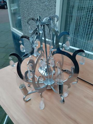 Plafondlamp kroonluchter, 40 cm, zeer mooi, van RVS en glas
