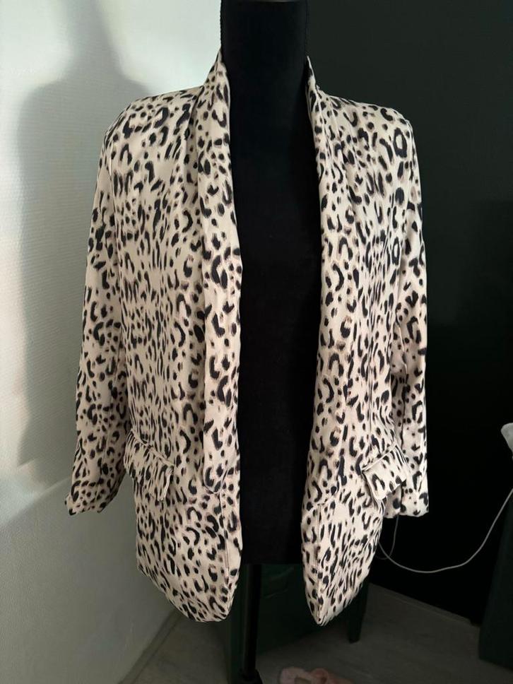 Loavies Blazer Panterprint, Kleding | Dames, Jasjes, Kostuums en Pakken, Gedragen, Jasje, Maat 36 (S), Beige, Verzenden