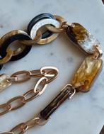 Lange Statement Ketting Resin & Metaal, Sieraden, Tassen en Uiterlijk, Kettingen, Met hanger, Kunststof, Bruin, Ophalen of Verzenden