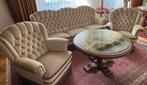 Vintage bankstel bank fauteuils franjes barok queen ann, Ophalen