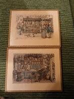 2 kleine oude prentjes van Anton Pieck op hout, Ophalen of Verzenden