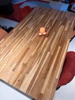 Houten Eettafel Woood Tablo met stalen poten, Ophalen, Gebruikt, Eikenhout, 50 tot 100 cm
