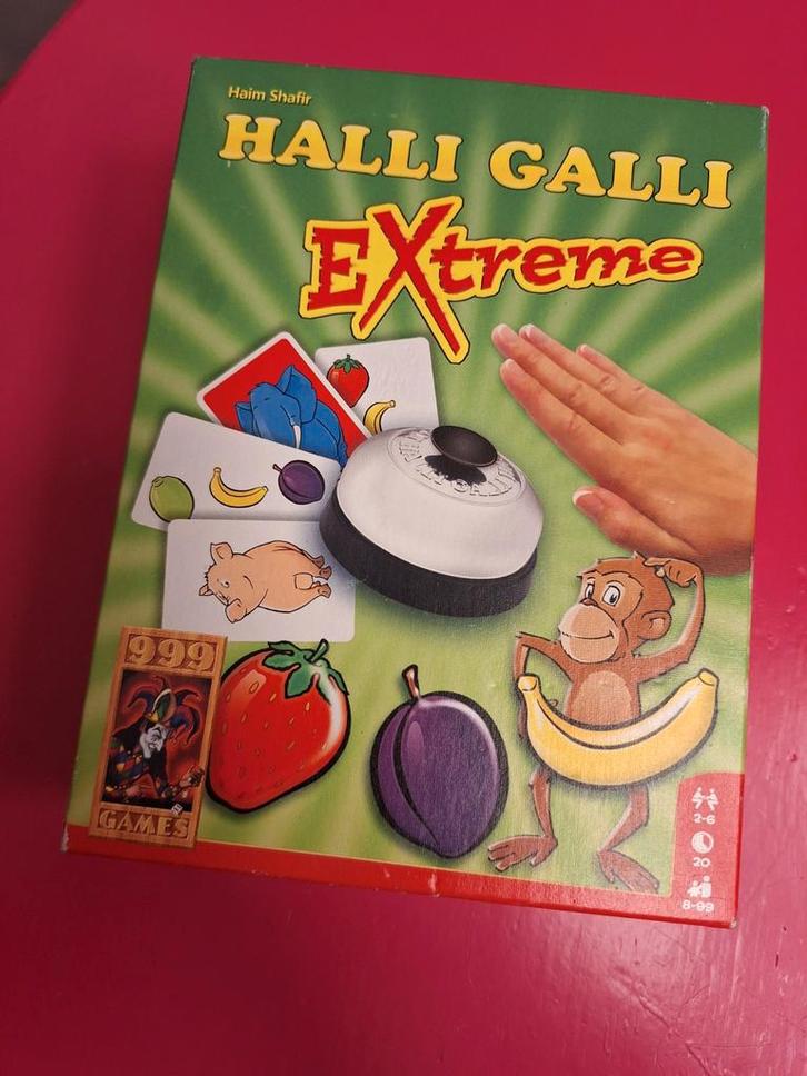 Halli Galli Extreme - Leuk reactiespel!, Hobby en Vrije tijd, Gezelschapsspellen | Bordspellen, Zo goed als nieuw, Een of twee spelers