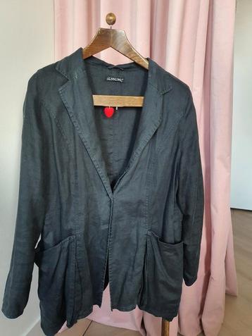 Designer black linen jacket L