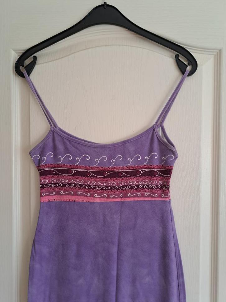 Leuke lange paarse lila met roze zomer jurk maat 36 maat S, Kleding | Dames, Jurken, Zo goed als nieuw, Maat 36 (S), Paars, Onder de knie