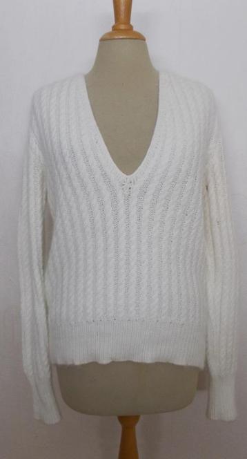 Beige zachte angora wol handgemaakte kabel trui! L/XL beschikbaar voor biedingen