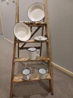 Vintage wit/blauwe emaille set, Ophalen of Verzenden