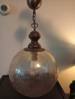 Vintage hanglamp zalmroze craquele glas, Minder dan 50 cm, Glas, Ophalen of Verzenden, Zo goed als nieuw