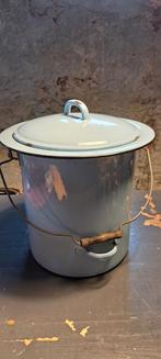 Blauw emaille emmer, luieremmer met deksel, Ophalen of Verzenden