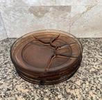 6x Duralex vintage bruin glazen fondue borden, Gebruikt, Ophalen of Verzenden, Glas, Bord(en)