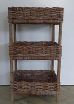 Stevige rieten etagere, Kruidenrek, 3-voud mand met hengsel, Huis en Inrichting, Ophalen, Gebruikt