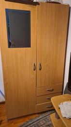 Beuken kledingkast met spiegel en laden, Ophalen, Gebruikt, 100 tot 150 cm, Modern