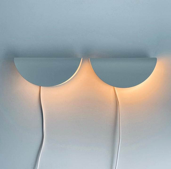 2 vintage Deens Design WANDLAMPEN wit Nordlux MidCentury MCM, Huis en Inrichting, Lampen | Wandlampen, Gebruikt, Metaal, Ophalen of Verzenden