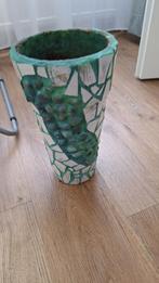 Unieke handgemaakte mozaïek vaas met schelpen, Overige kleuren, Ophalen of Verzenden, Minder dan 50 cm, Glas
