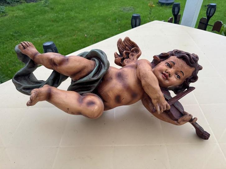 Cherub / Engel beeld met viool – klassiek decoratiebeeld, Antiek en Kunst, Antiek | Koper en Brons, Brons, Ophalen