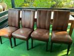 4 Bruine Suede eetkamerstoelen, Huis en Inrichting, Stoelen, Ophalen, Overige materialen, Bruin, Zo goed als nieuw