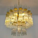 Sciolari kroonluchter glas met messing XL mid century 70's, Ophalen of Verzenden, Gebruikt, Glas