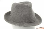 Vintage hoed Trilby Stradivarius gemengd grijs wolvilt 56, 56 of 57 cm (M, 7 of 7⅛ inch), Hoed, Ophalen of Verzenden, Stradivarius