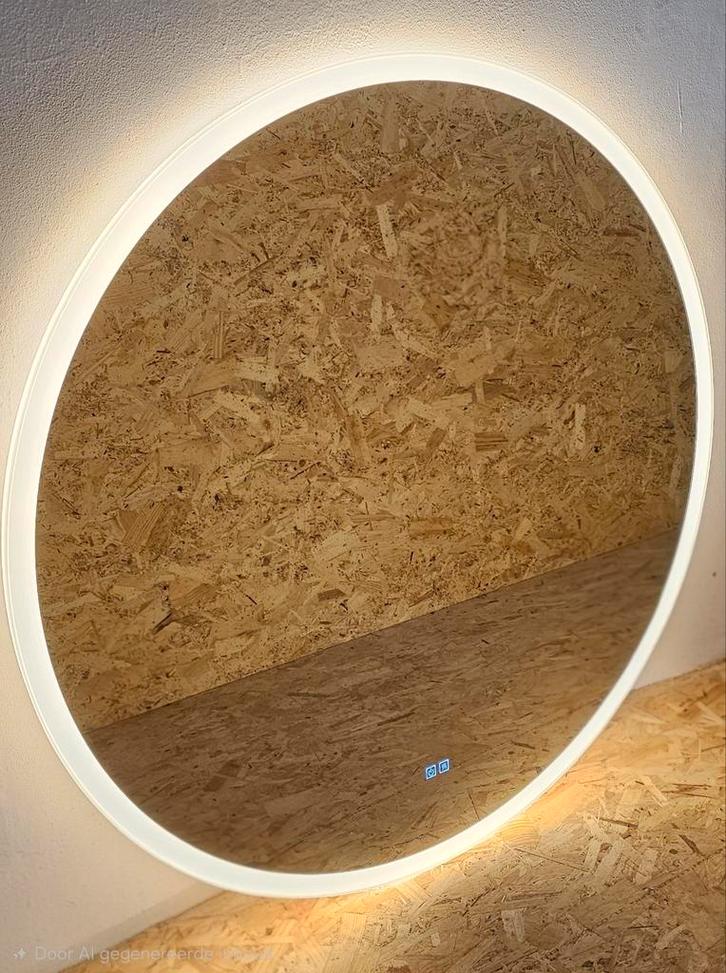 Ronde Spiegel met LED Verlichting en verwarming touchknoppen, Huis en Inrichting, Woonaccessoires | Spiegels, Nieuw, 100 tot 125 cm