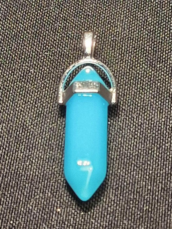 Dubbeleinder hanger babyblauw, Sieraden, Tassen en Uiterlijk, Kettinghangers, Nieuw, Glas of Kristal, Zilver, Ophalen of Verzenden