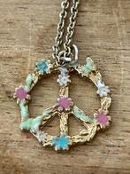 Ketting met peace teken hanger, Ophalen of Verzenden, Gebruikt, Zilver, Ketting