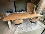 Eiken tafel wit staal  + 4 draaistoelen, Huis en Inrichting, Tafels | Eettafels, Ophalen, Gebruikt, Eikenhout, 200 cm of meer