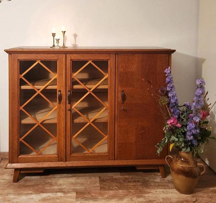 Vintage vitrine-wand-keukenkast, Huis en Inrichting, Kasten | Dressoirs, Zo goed als nieuw, 100 tot 150 cm, 25 tot 50 cm, Met deur(en)