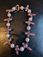 Roze armband met strass en imitatie-parels van Dolce Luna, Overige materialen, Gebruikt, Ophalen of Verzenden, Roze
