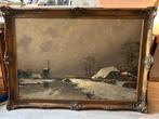 Groot winterlandschap Jan Voerman sr. olieverf org. lijst, Antiek en Kunst, Ophalen