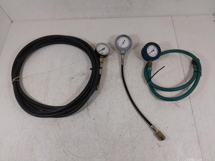3 stk. luchtdrukmeters, manometers met slang., Doe-het-zelf en Verbouw, Gereedschap | Handgereedschap, Gebruikt, Ophalen of Verzenden