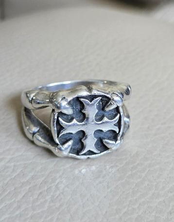 Maat 19 - Mooie zilveren (925) GOTHIC ring / HEREN ring beschikbaar voor biedingen