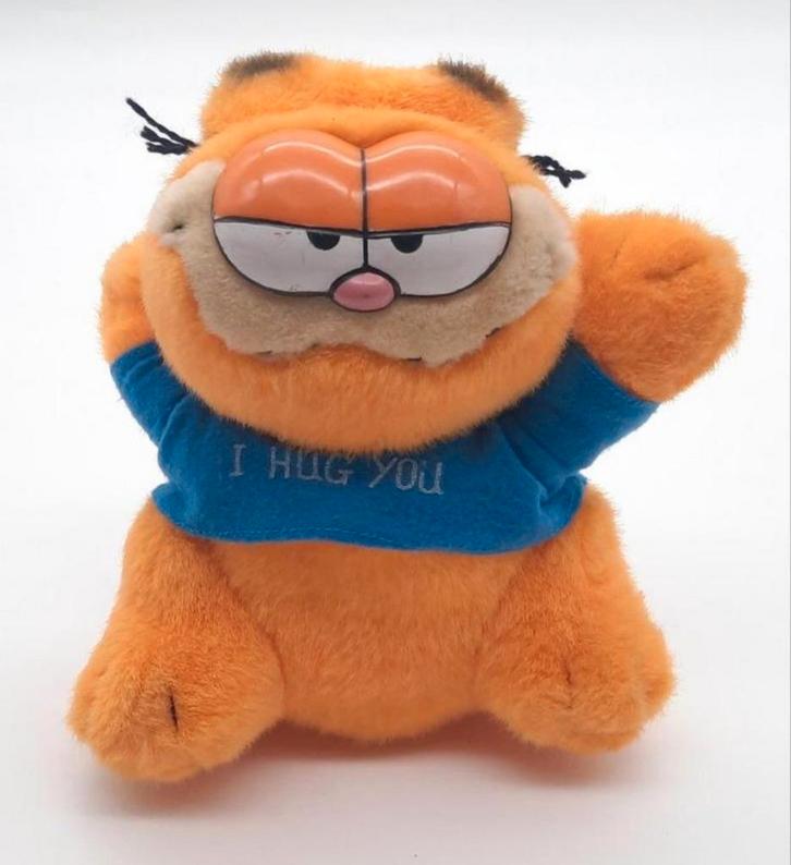 Vintage Garfield knuffel met zuignap ca. 24cm, Verzamelen, Stripfiguren, Gebruikt, Beeldje of Figuurtje, Garfield, Ophalen of Verzenden