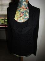 C1528 Anna Scott mt 36 longsleeve kantmotief zwart King Top, Verzenden, Zwart, Anna Scott, Zo goed als nieuw