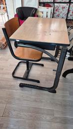 Vintage schoolbureautje met stoel, Ophalen, Gebruikt, Tafel(s) en Stoel(en)