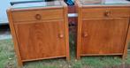 Retro Slaapkamerkastjes met Glasplaat, Gebruikt, Minder dan 45 cm, Hout, 55 tot 70 cm