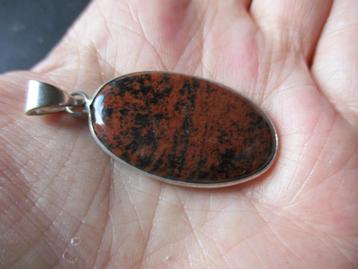 5075/ verzilverde mahagony jasper hanger beschikbaar voor biedingen