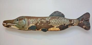 Antiek Metalen Uithangbord Vis Snoek - Begin 20e Eeuw beschikbaar voor biedingen